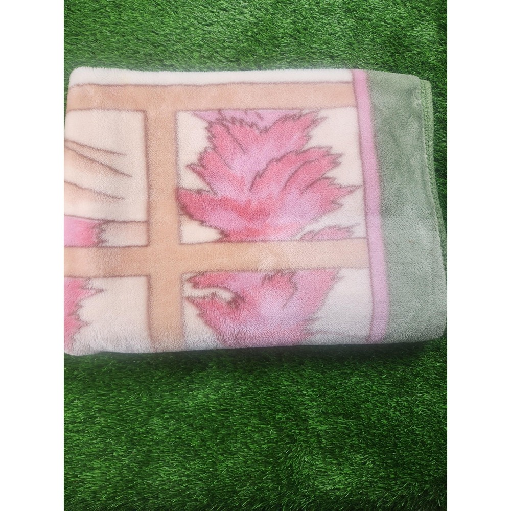 Popitex Bear Soft Plush Baby Blanket Green Pink 100x140cm Girls Polyester - Picture 7 of 7